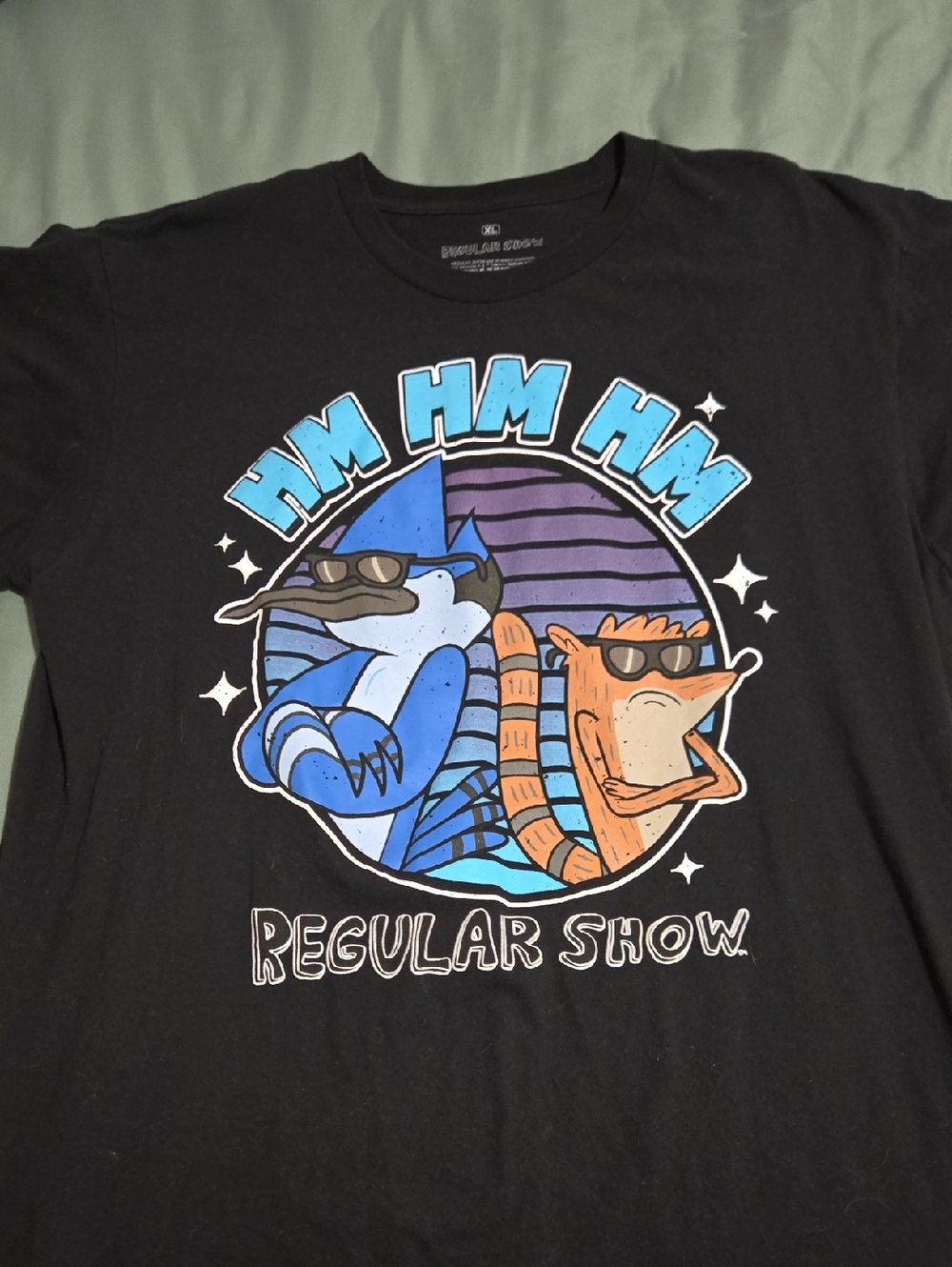Hot Topic Black Graphic Tee with White Regular Show Labeling